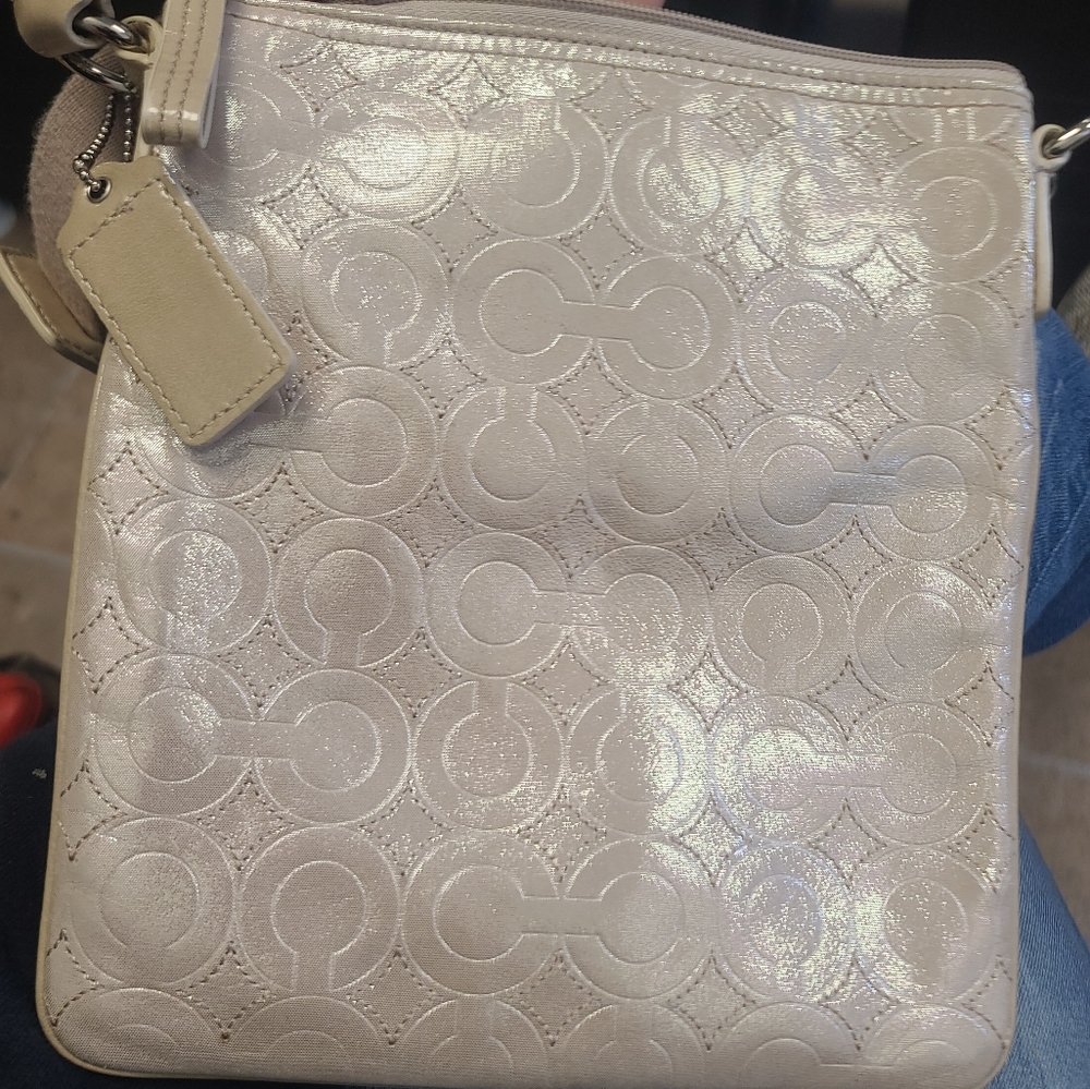 Coach Carriage Metallic Crossbody File Bag Purse Swin… Gem